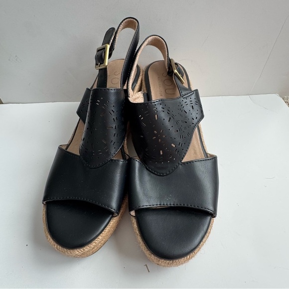 SOUL Naturalizer Ocean  Black and Tan Wedge Sandals - Picture 3 of 15
